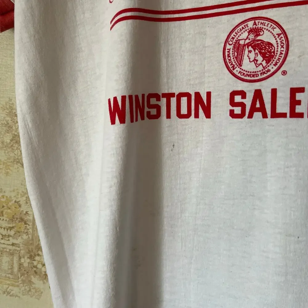 80s Distressed Champion Ringer Tee | Winston Salem State HBCU NYSP | XL - Picture 8 of 16
